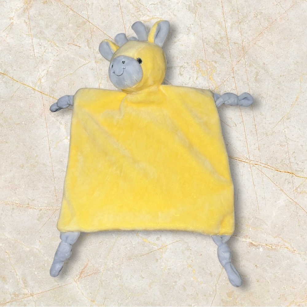 Dan Dee Yellow Giraffe Lovey Baby Security Blanket Rattle Knotted Corners